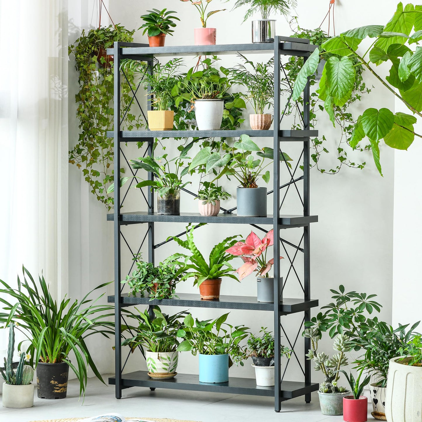 HCHQHS 4-Tier Industrial Bookshelf