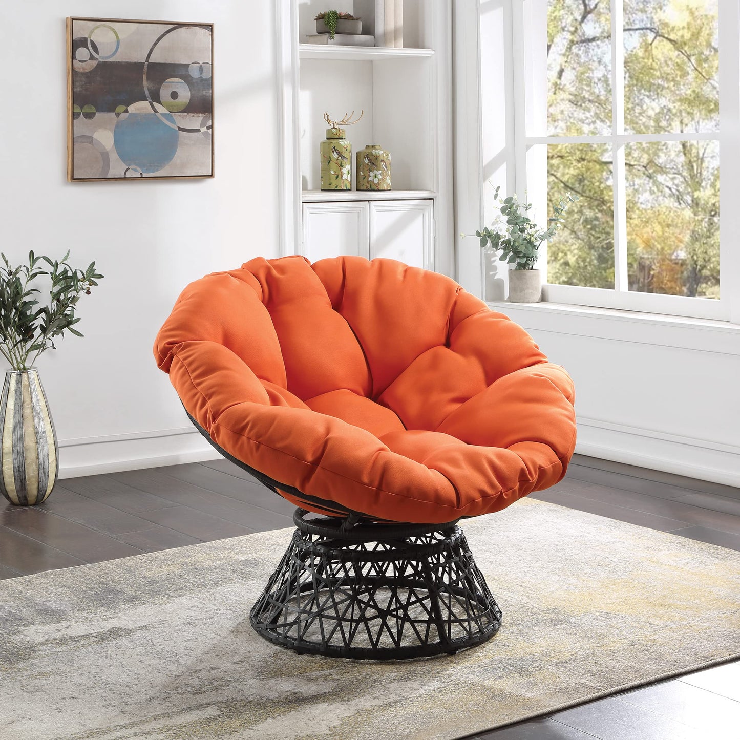 OSP Swivel Papasan Chair White