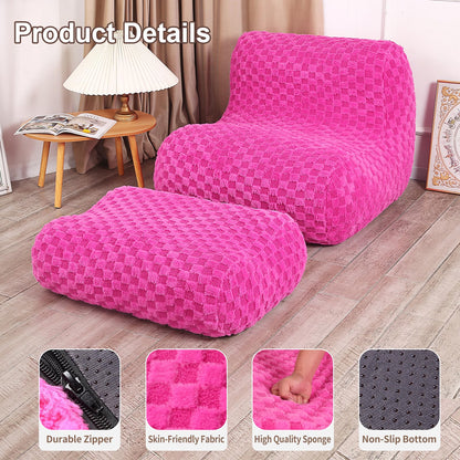 Cream Bean Bag Chair with Footstool