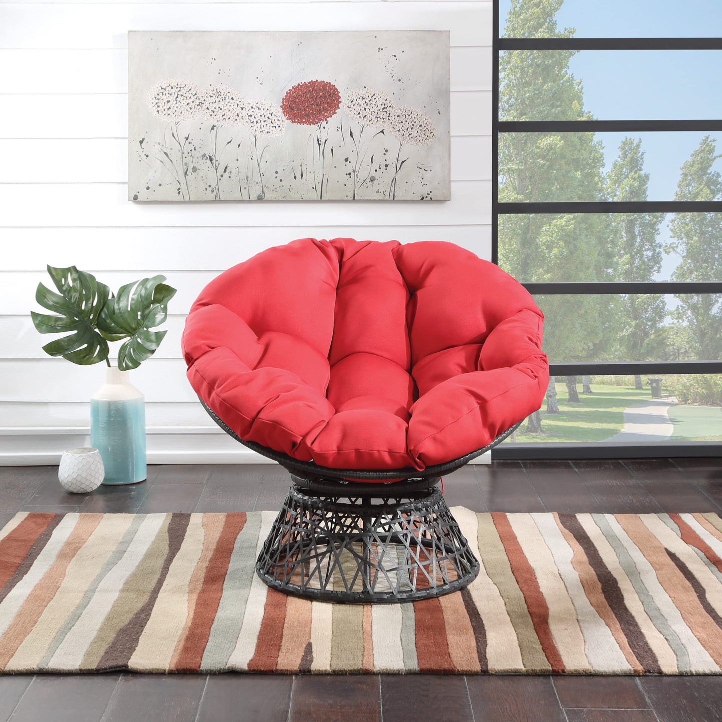 OSP Swivel Papasan Chair White
