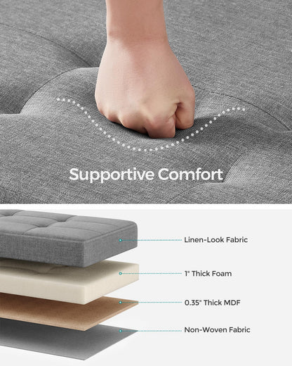 SONGMICS Foldable Storage Ottoman Bench, 15"x43"x15.7"