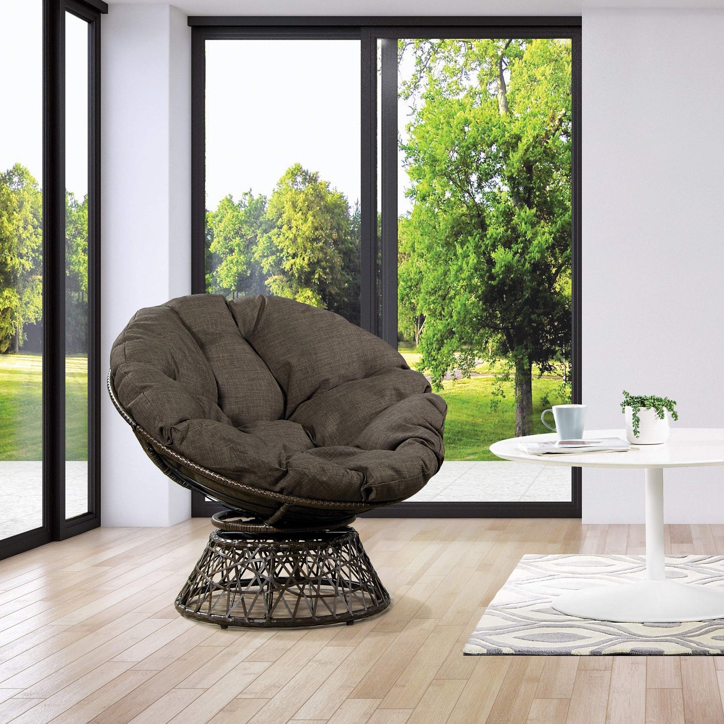 OSP Swivel Papasan Chair White