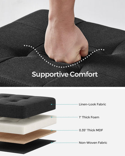 SONGMICS Foldable Storage Ottoman Bench, 15"x43"x15.7"