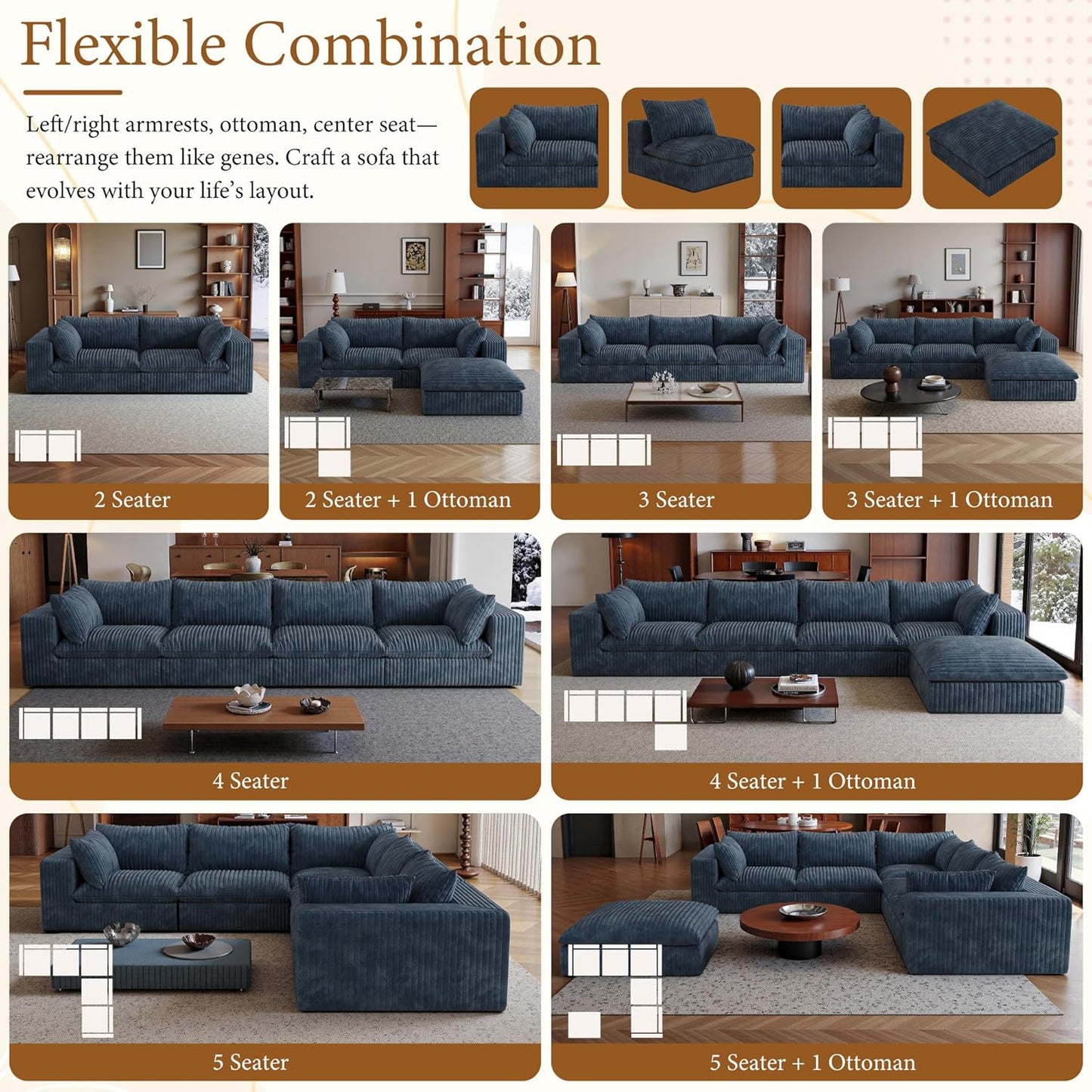 118" Modular Sofa – Black